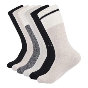 Lucky Brand NWT Super Soft Boot Sock Set 6 pair Black Cream Gray Sizes 5 to 10